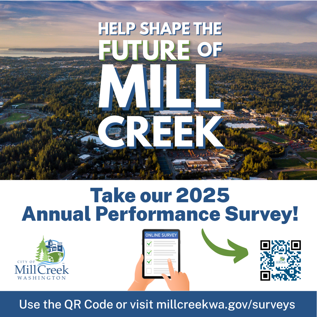 City of Mill Creek 2025 Annual Performance Survey flyer