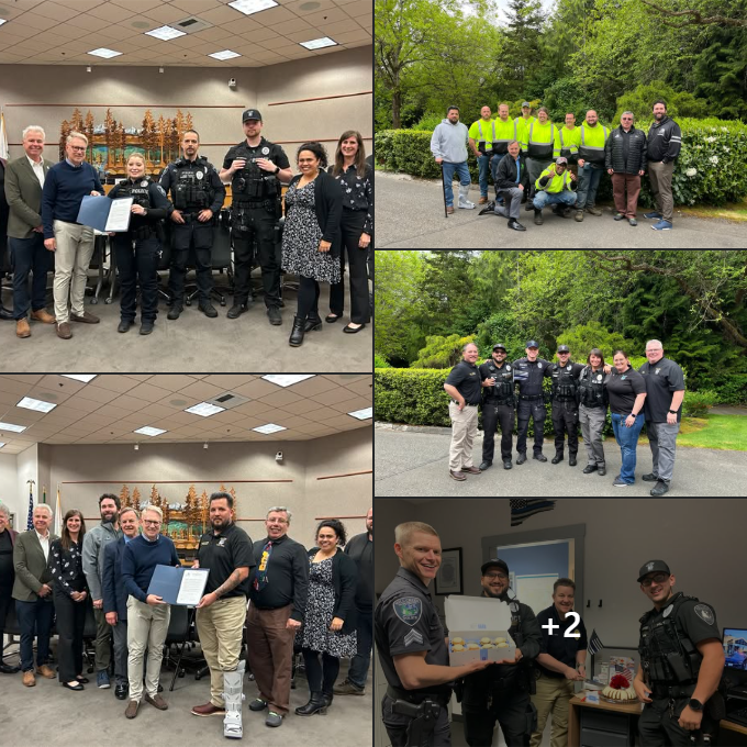 Collage of National Police & Public Works Weeks proclamations and celebration.