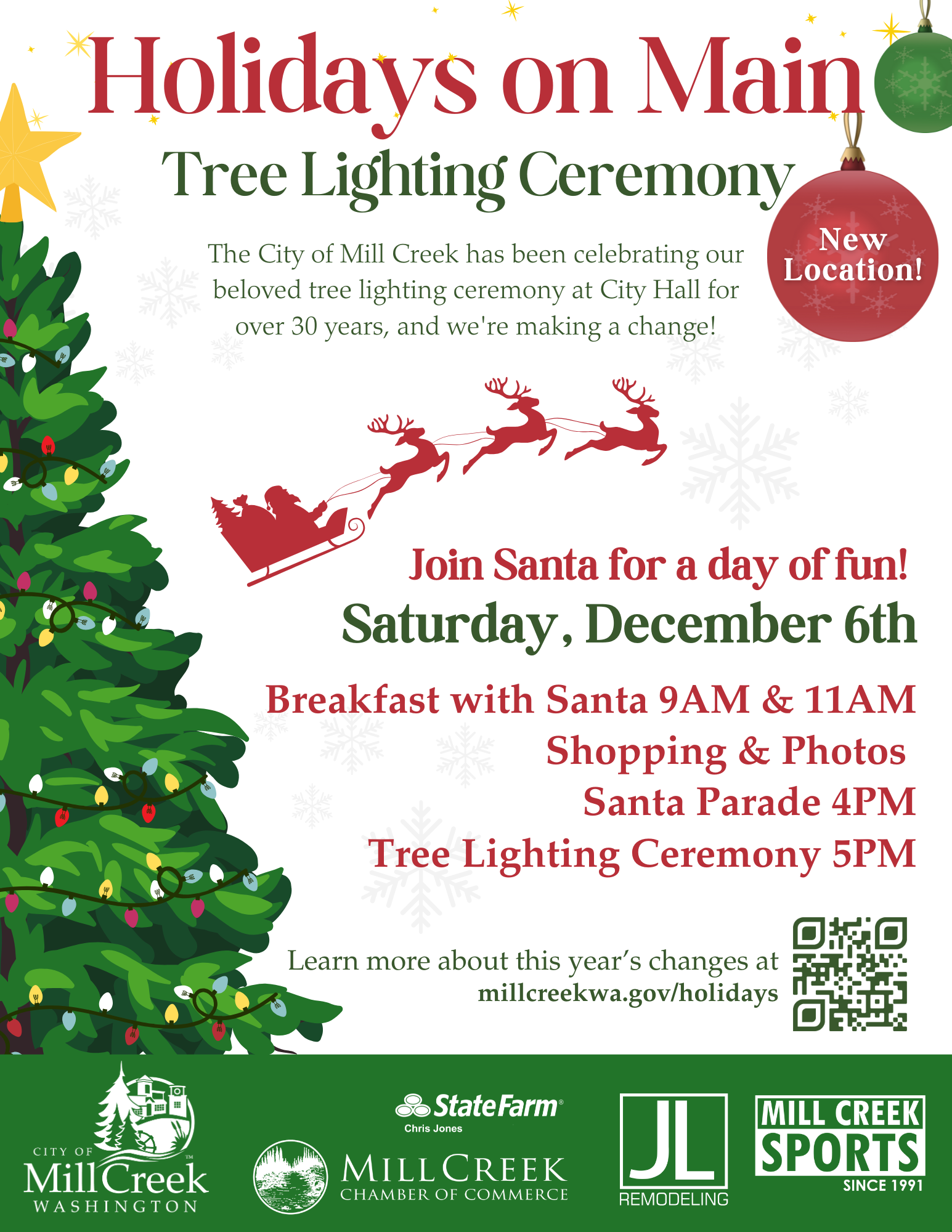 Holidays on Main 2025 Tree Lighting Ceremony Flyer