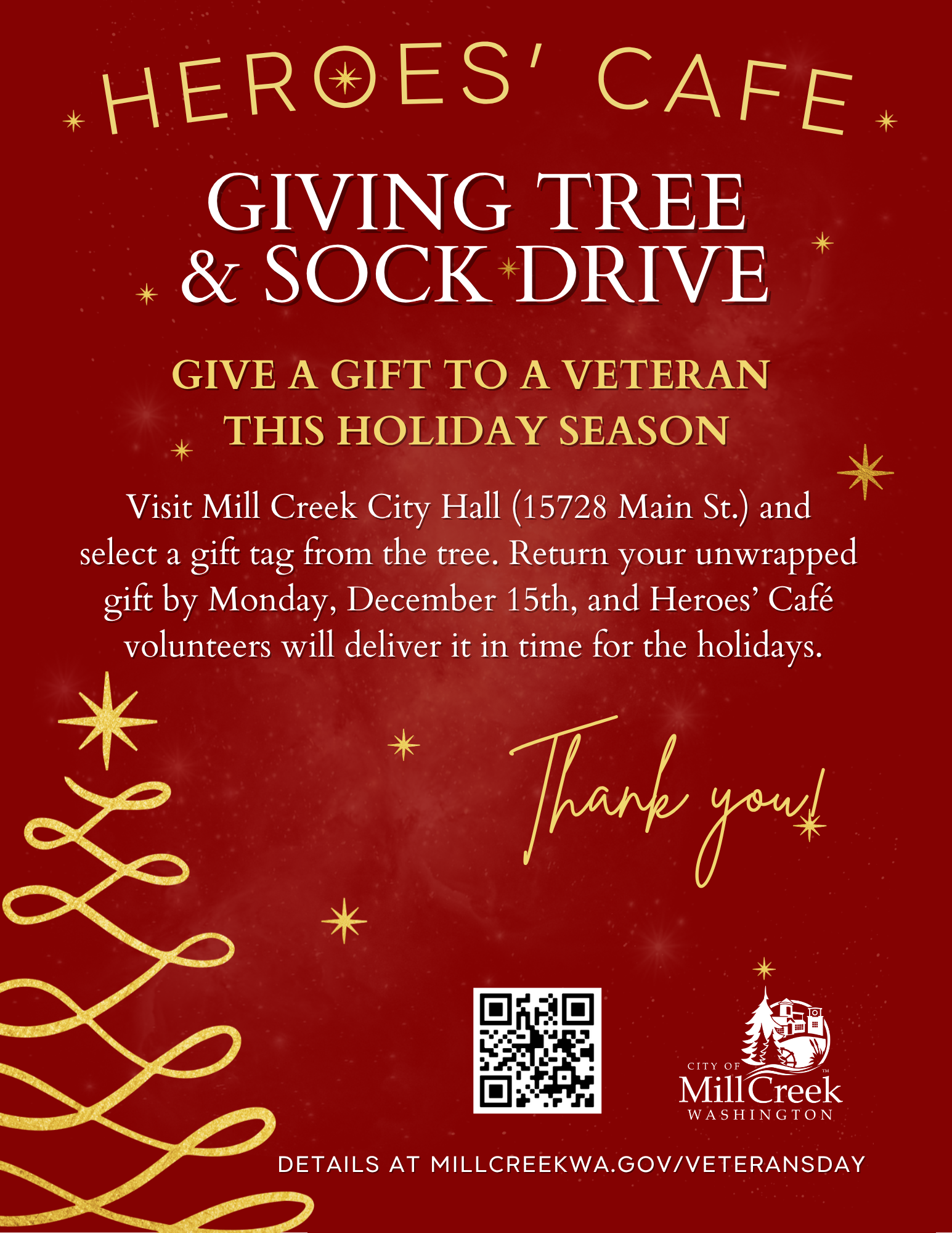 Heroes Cafe Giving Tree and Sock Drive 2025