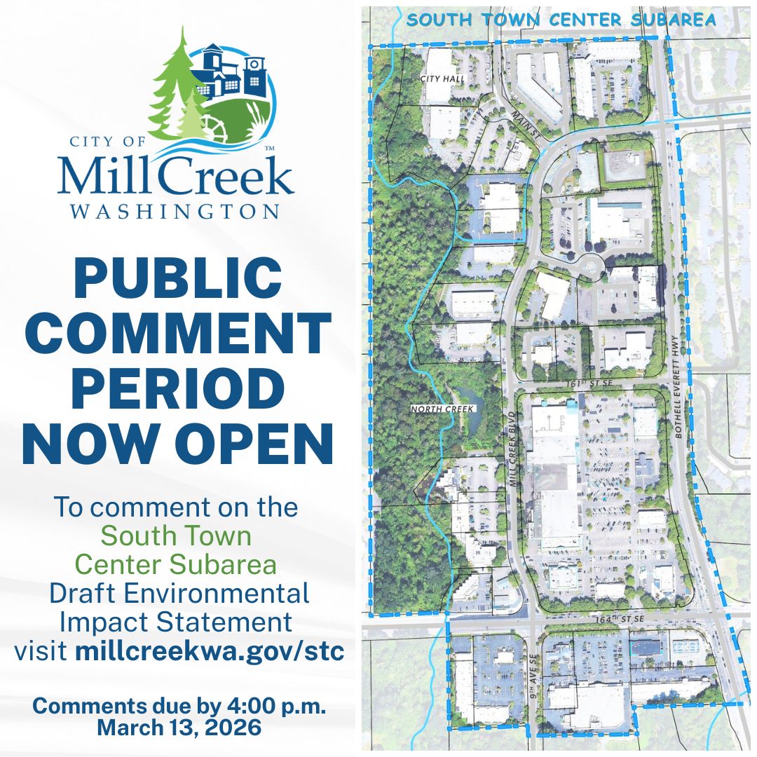 Public Comment Period Open, Visit millcreekwa.gov/stc to learn more
