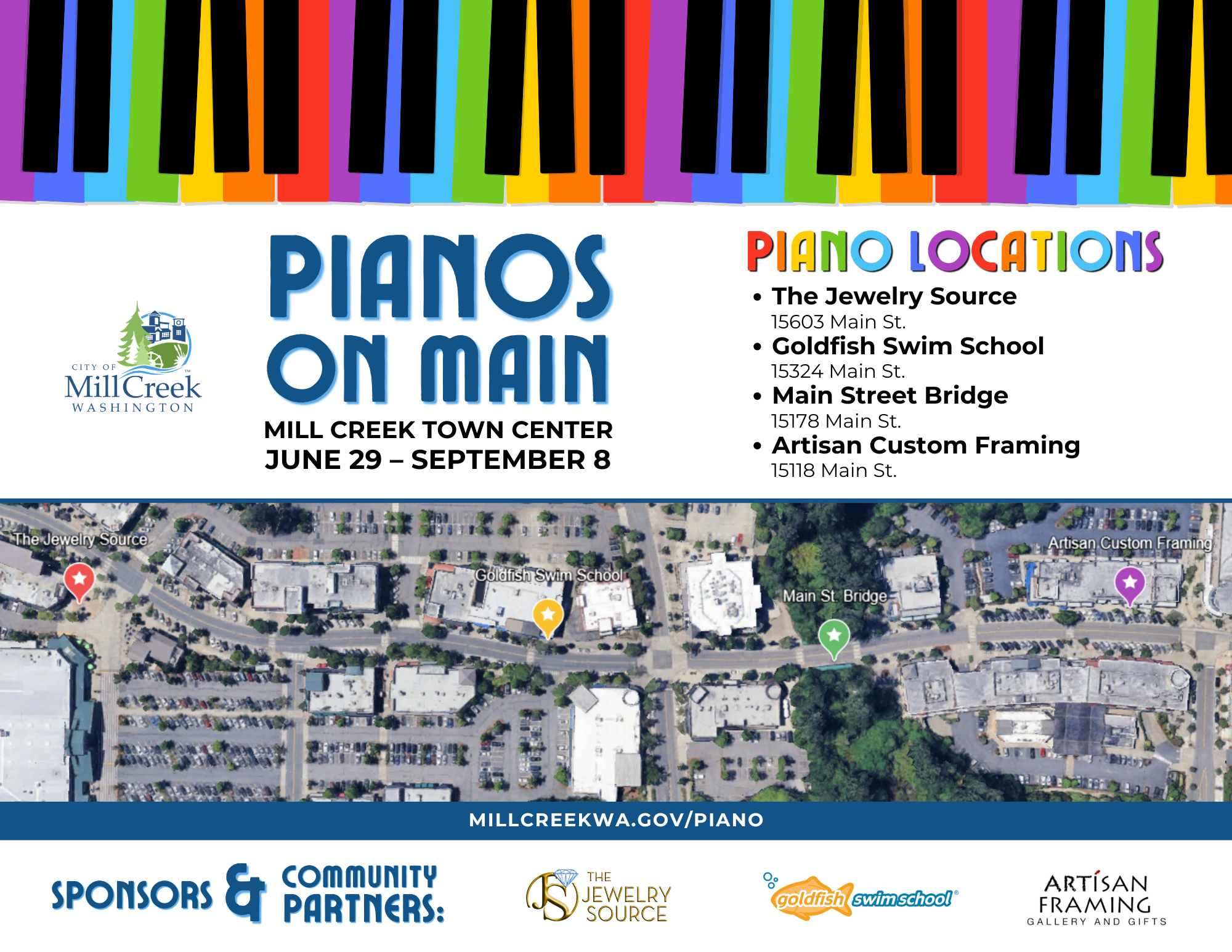 Pianos on Main - June 29th through Sept 8 - Piano Locations