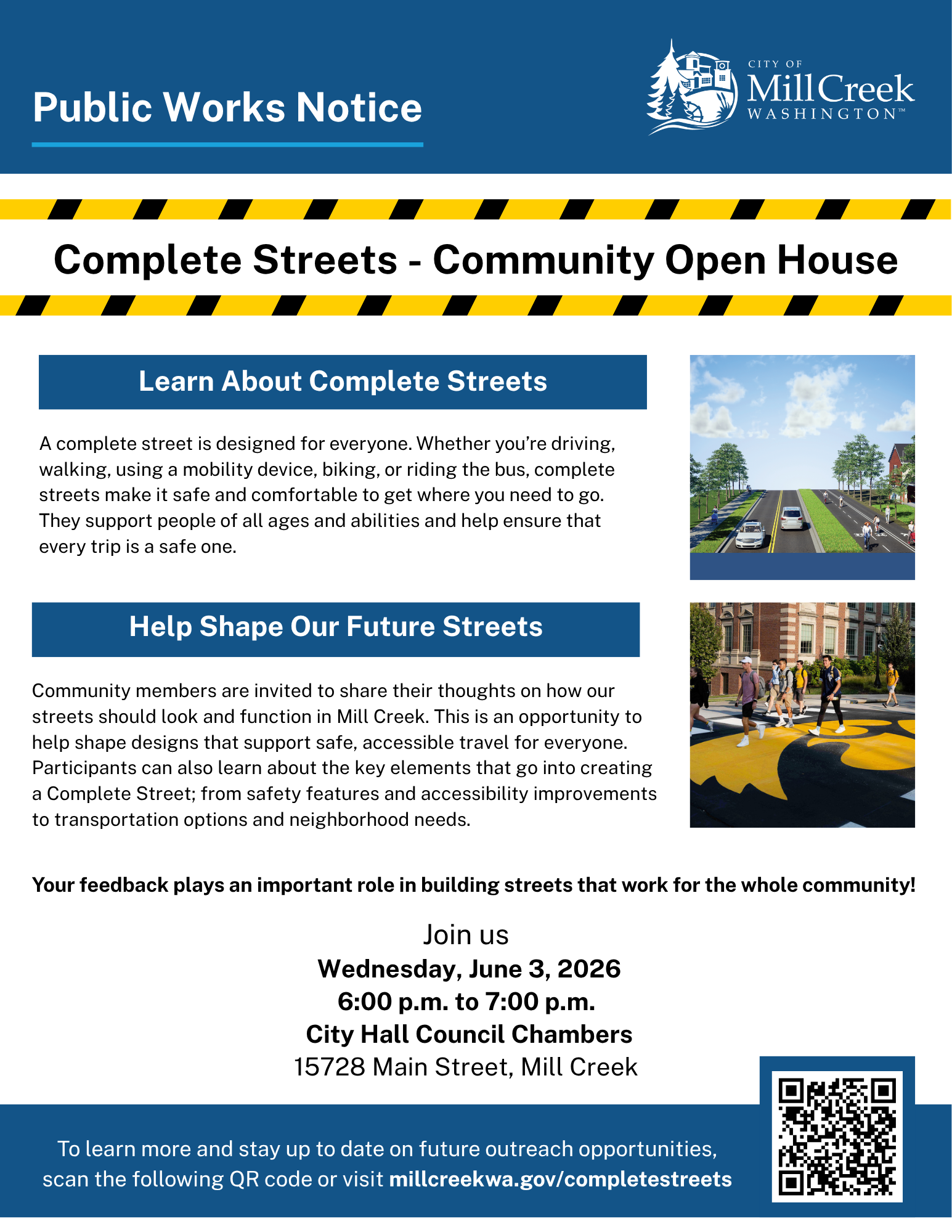 Complete Streets Community Open House Flyer