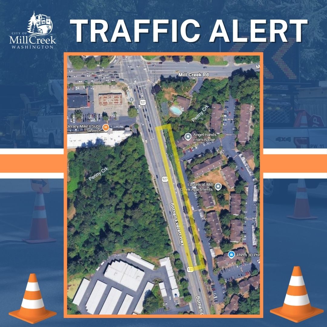 Traffic Alert, a map showing Bothell Everett Highway