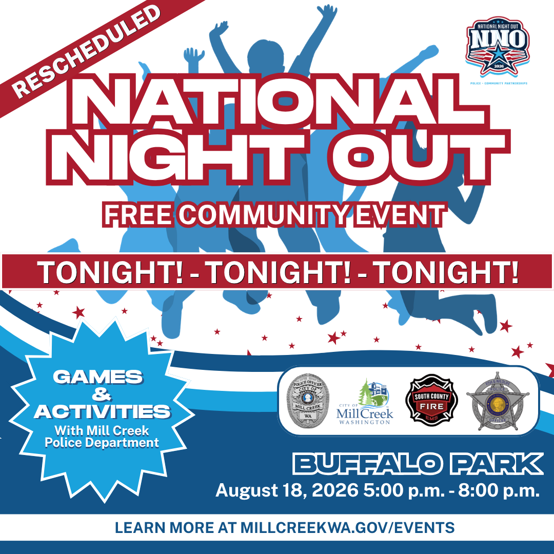 National Night Out - Rescheduled - Tonight Tonight Tonight - August 18, 2026 from 5:00 p.m. to 8:00 p.m.