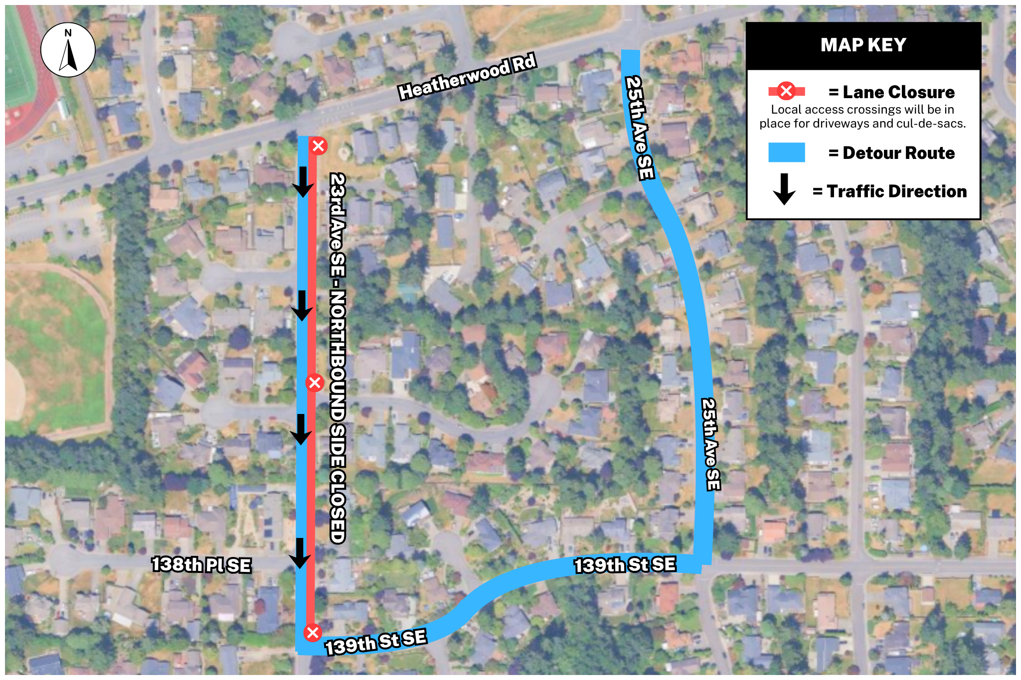 NB 23rd Ave SE Closure - Detour Map