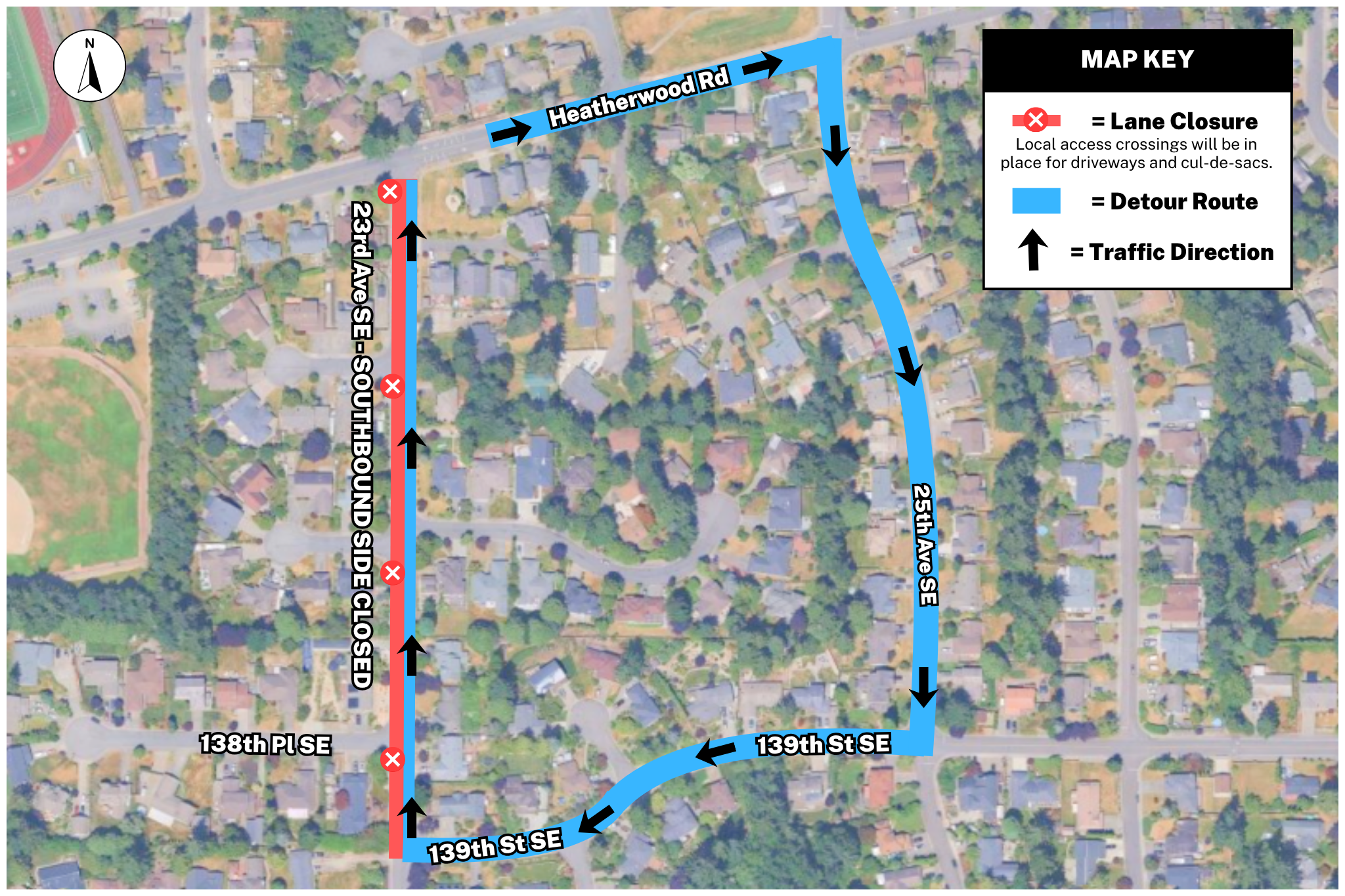 SB 23rd Ave SE Closure - Detour Map
