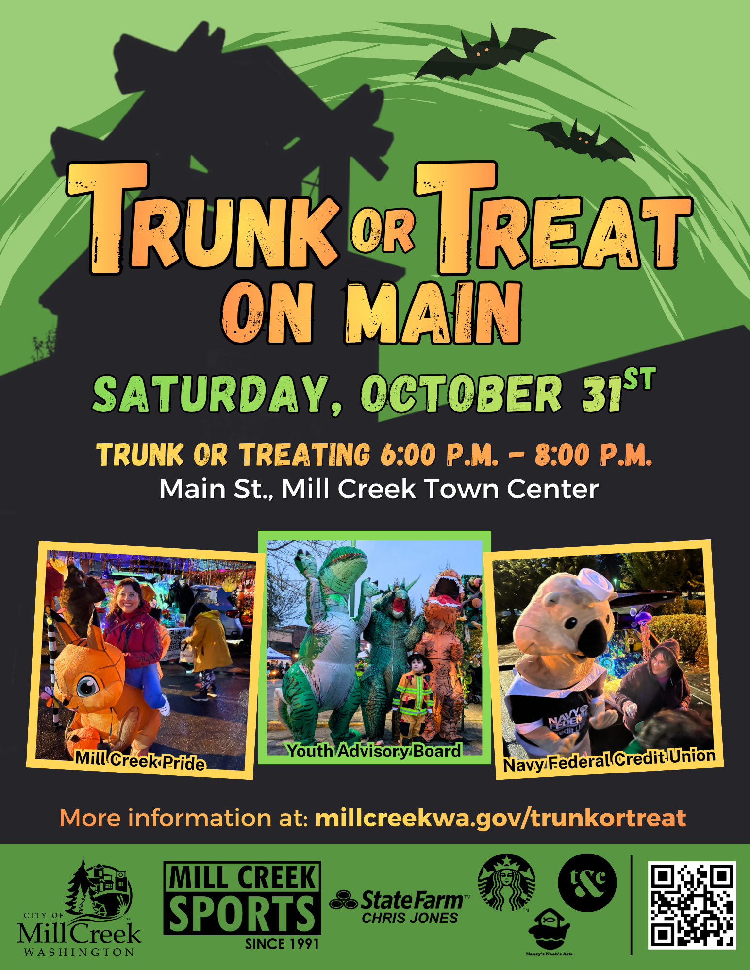 Trunk-or-Treat on Main - Saturday, October 31st, 2026 - Trunk or Treating from 6:00 p.m. - 8:00 p.m., Mill Creek Town Center