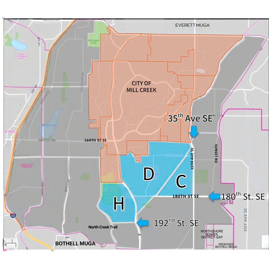A Map of the potential Annexation areas of Mill Creek