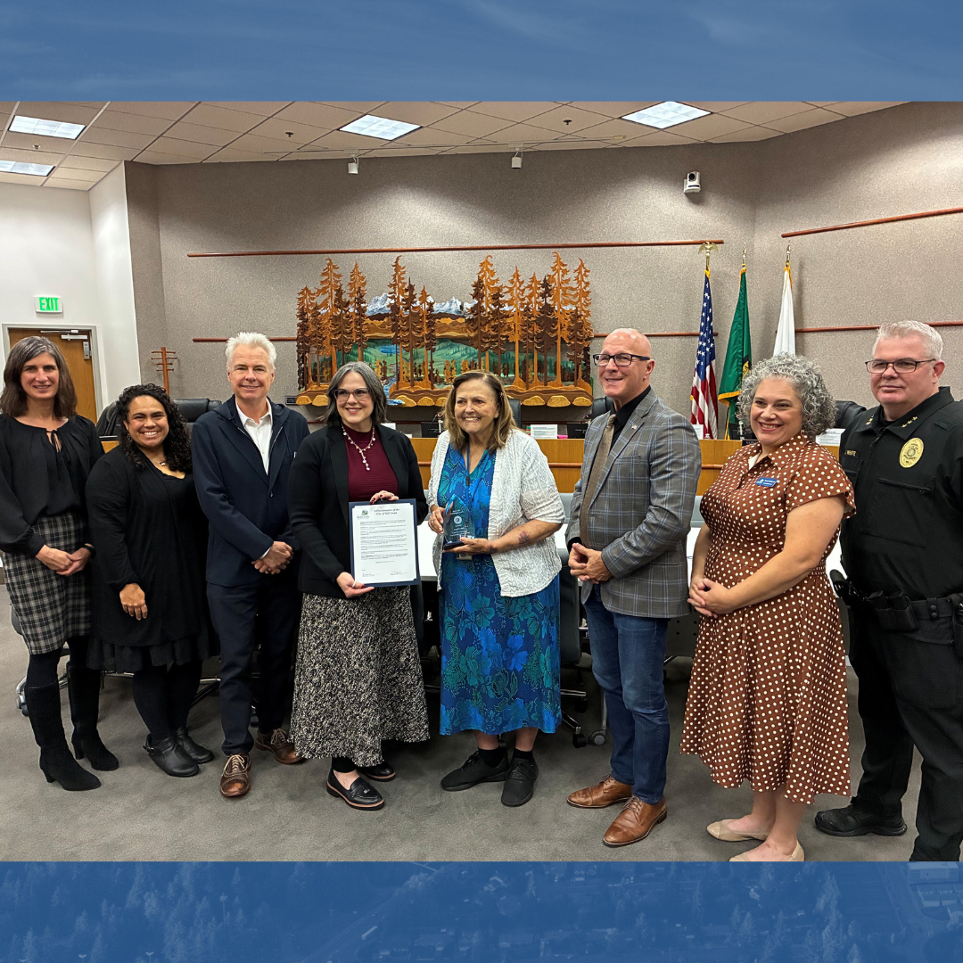 City Council presents a proclamation for volunteer service to Sally Dagna.