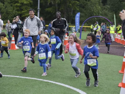 Kids Fun Run participants at Party in the Parks 2024.